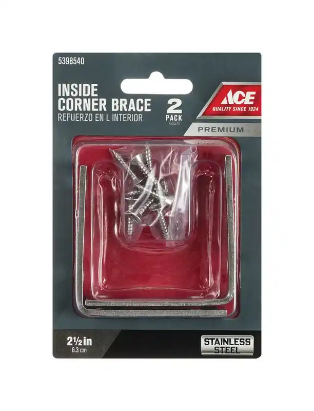 2-1/2 In. H X 3.75 In. W X 2-1/2 In. D Stainless Steel Inside L Corner Brace