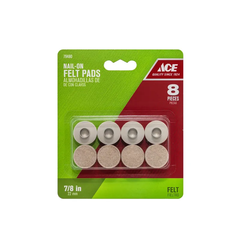 Ace Felt Nail-On Heavy Duty Glide Brown Round 7/8 In. W 8 Pk