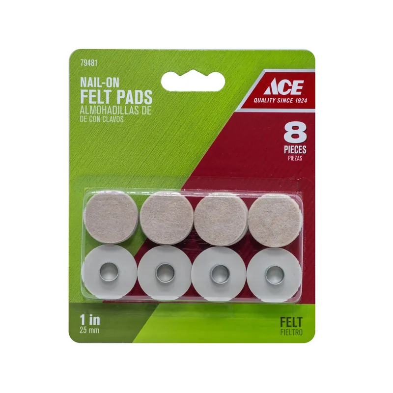 Ace Felt/Plastic 1 In. Tap On Cushioned Glide 8 Pk
