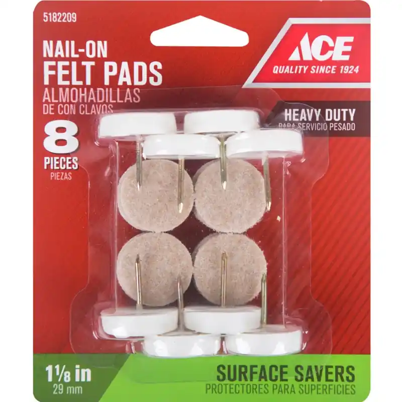 Ace Felt/Metal/Plastic 1-1/8 In. Nail On Chair Glide 8 Pk