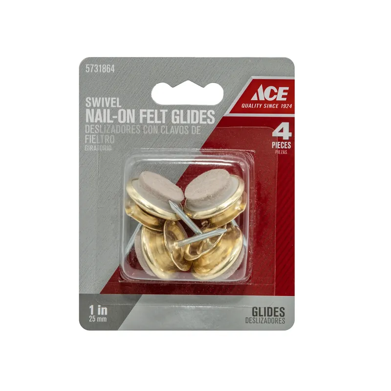 Ace Felt Nail-On Heavy Duty Glide Tan Round 1 In. W 4 Pk