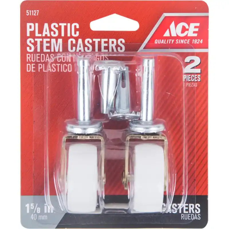 Ace 1-5/8 In. Dia. Swivel Plastic Caster Wheel With Stem 50 Lb. 2 Pk