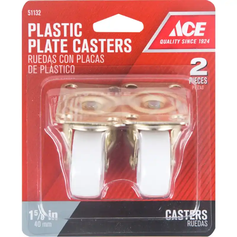 Ace 1-5/8 In. Dia. Swivel Plastic Caster Wheel With Plate 50 Lb. 2 Pk