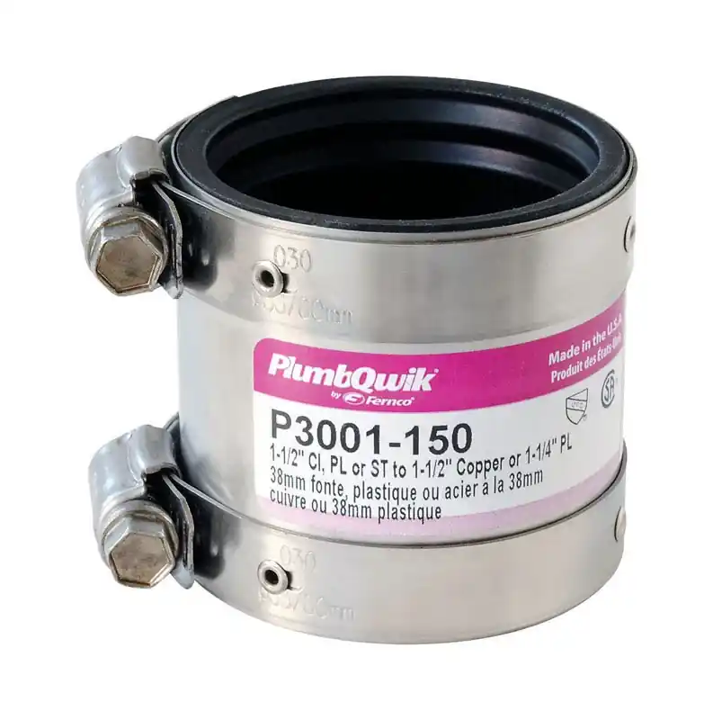 Fernco Proflex Schedule 40 1-1/2 In. Hub X 1-1/4 In. D Hub Neoprene Rubber Shielded Coupling 1 Pk