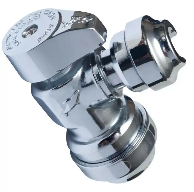 SharkBite Chrome Brass Stop Valve – 1/2" × 1/4" Compression, 200 psi