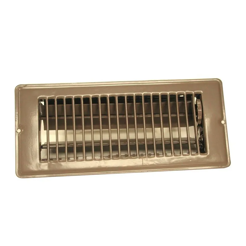 4 In. X 10 In. Steel Floor Register With 1-5/16 In. Drop In Brown