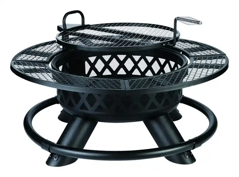47.24 In. W Steel Ranch Round Wood Fire Pit With Grill