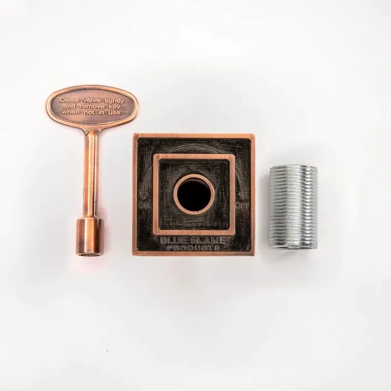 2-Pc. Square Gas Flange + 3 In. Key, Antique Brass