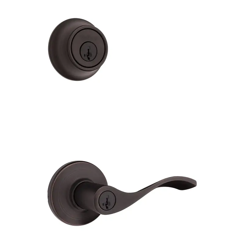 Kwikset SmartKey Security Balboa Venetian Bronze Deadbolt And Entry Door Knob KW1 2-3/4 In.