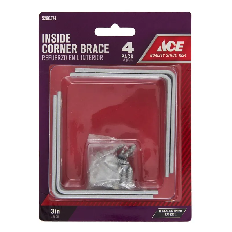 3 In. H X 4.75 In. W X 3 In. D Steel Inside L Corner Brace For Reinforcement