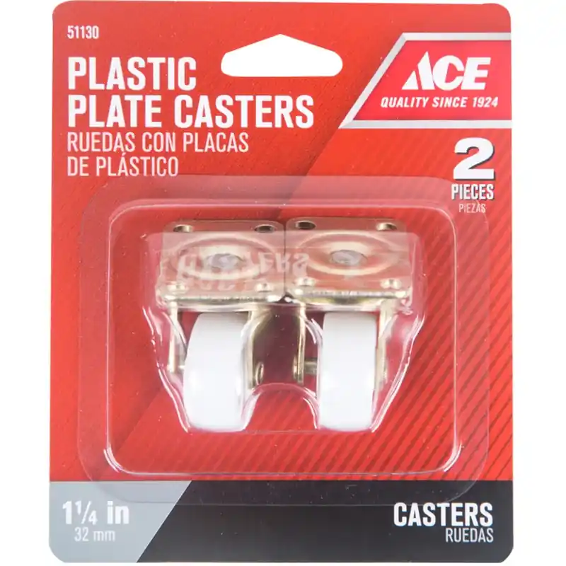 Ace 1-1/4 In. Dia. Plastic Caster Wheel With Plate 40 Lb. 2 Pk