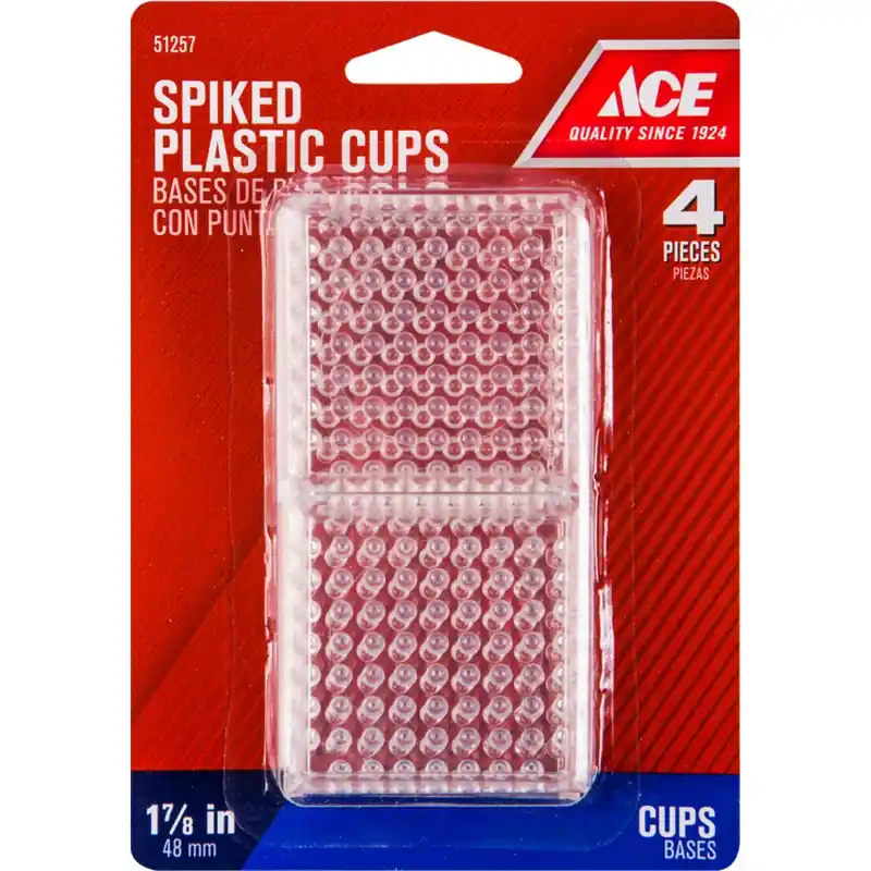 Ace Plastic Spiked Caster Cup Clear Square 1-7/8 In. W X 1-7/8 In. L 4 Pk