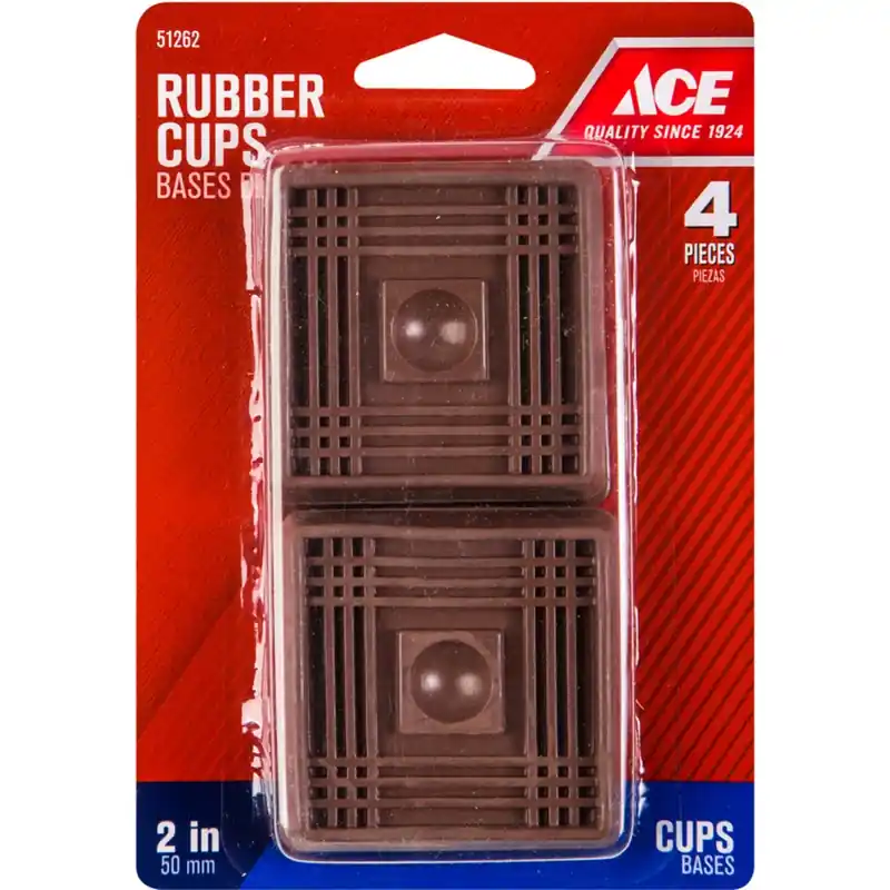 Ace Rubber Caster Cup Brown Square 2 In. W X 2 In. L 4 Pk