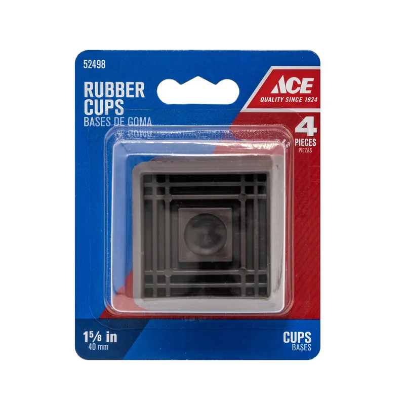 Ace Rubber Caster Cup Brown Square 1-1/2 In. W X 1-1/2 In. L 4 Pk
