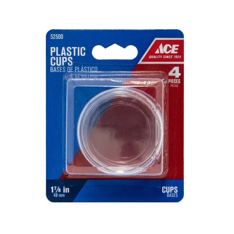 Ace Plastic Caster Cup Clear Round 1-7/8 In. W 4 Pk