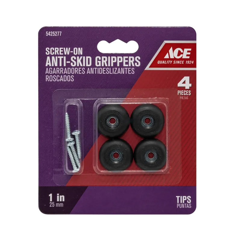 Ace Plastic Heavy Duty Anti-Skid Pads Black Round 1 In. W 4 Pk