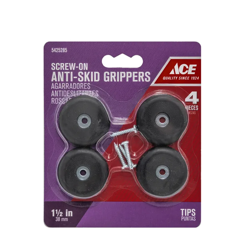 Ace Plastic Heavy Duty Anti-Skid Pads Black Round 1-1/2 In. W 4 Pk