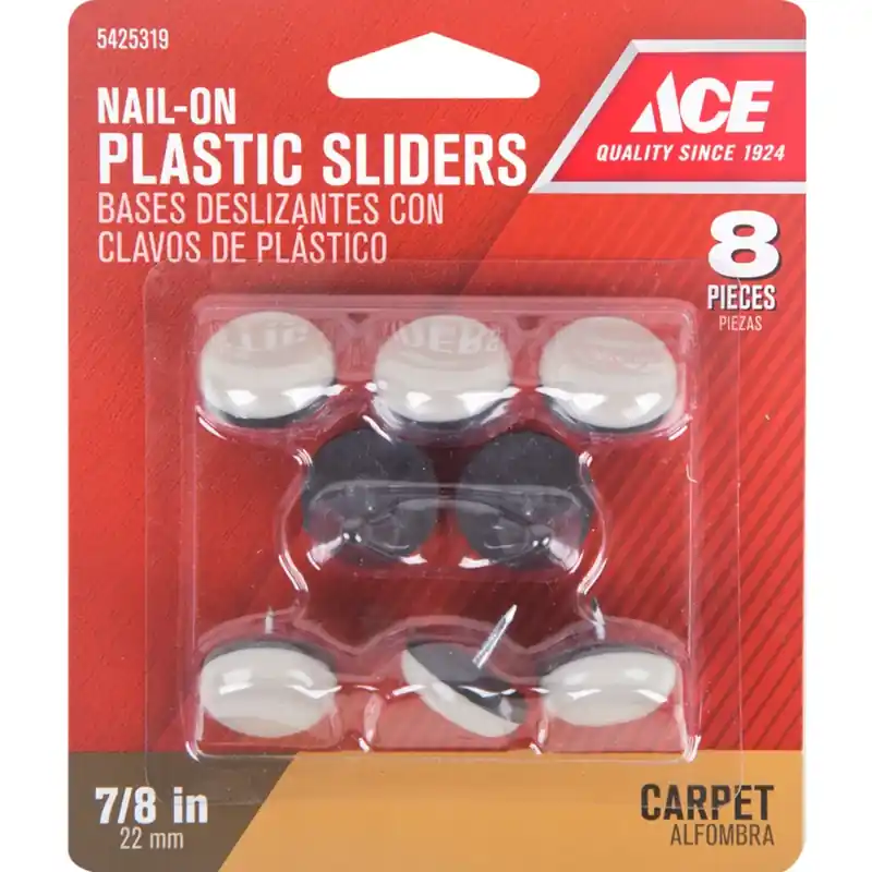 Ace Plastic Slide Glide Off-White Round 7/8 In. W 8 Pk
