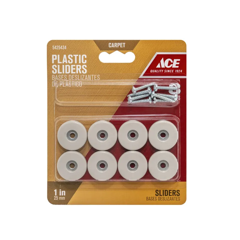 Ace Plastic Slide Glide Off-White Round 1 In. W 8 Pk