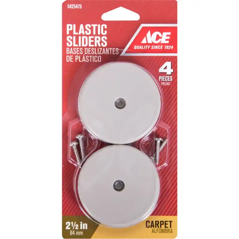 Ace Plastic Slide Glide Off-White Round 2-1/2 In. W 4 Pk