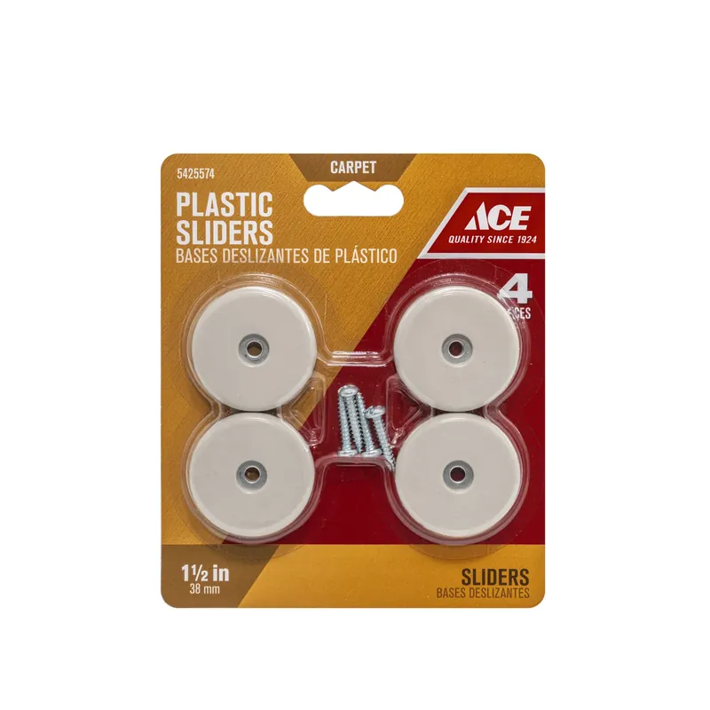 Ace Plastic Slide Glide Off-White Round 1-1/2 In. W 4 Pk