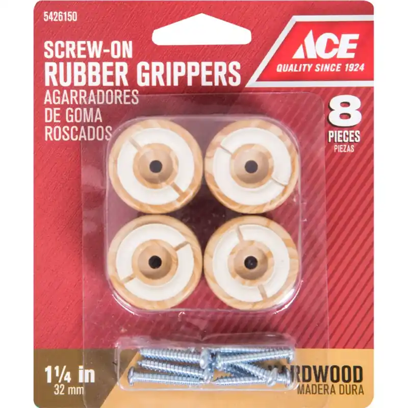 Ace Rubber Non-Slip Cup For Hardwood Floors Brown Round 1-1/4 In. W 8 Pk