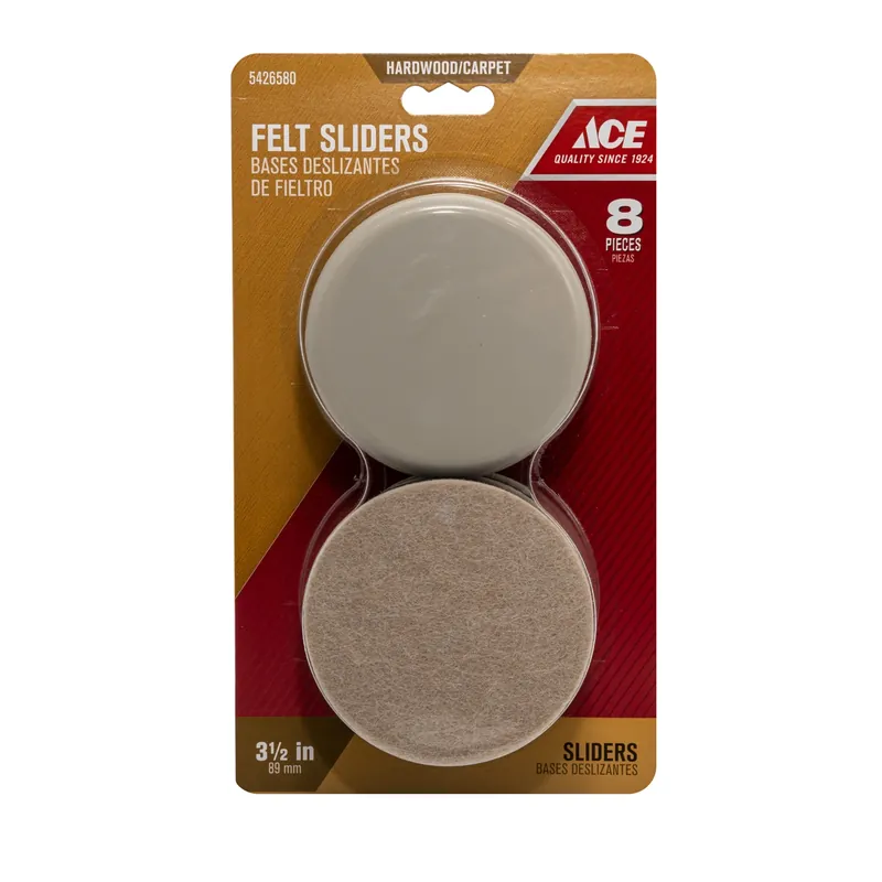Ace Plastic Floor Slide Beige Round 3-1/2 In. W X 3-1/2 In. L 8 Pk
