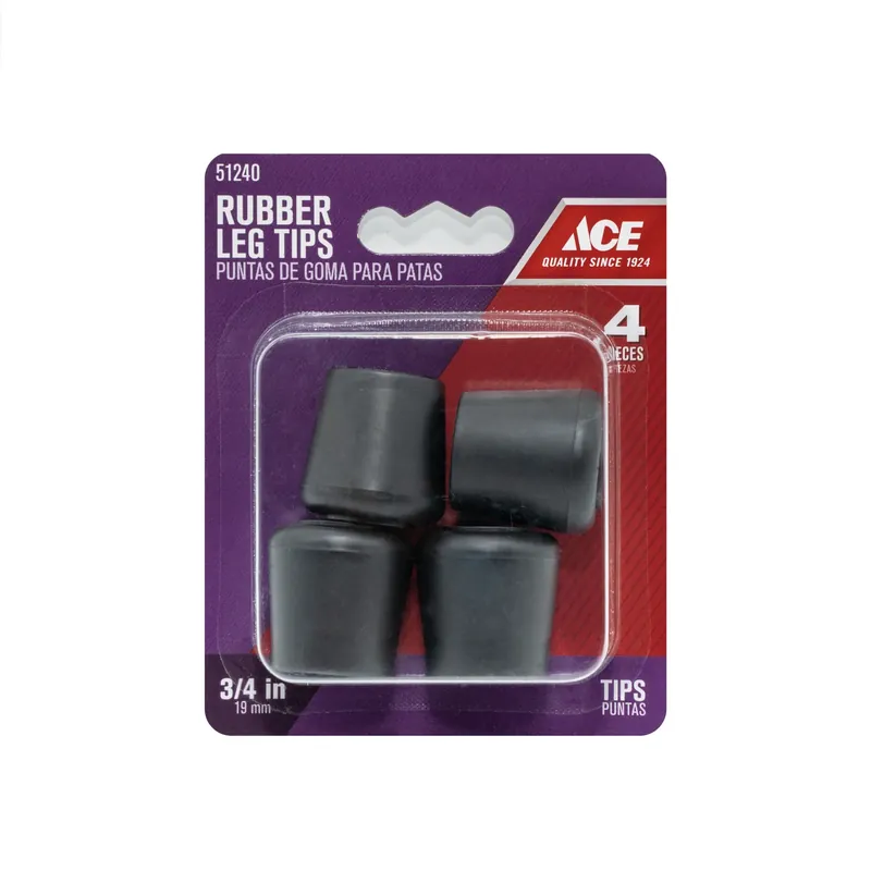 Ace Rubber Leg Tip Black Round 3/4 In. W 4 Pk