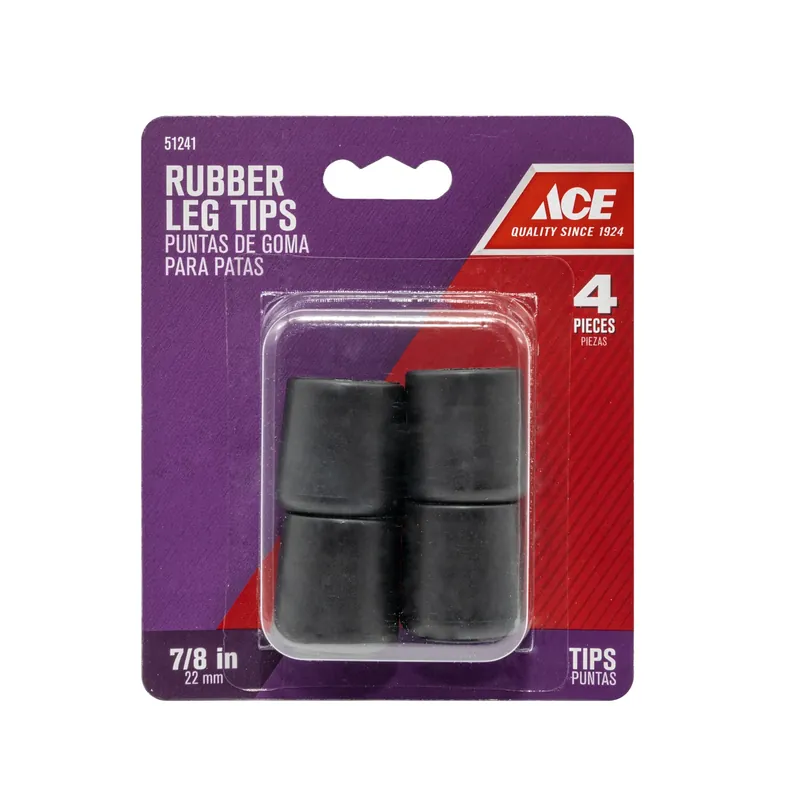 Ace Rubber Leg Tip Black Round 7/8 In. W 4 Pk