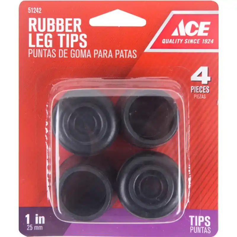 Ace Rubber Leg Tip Black Round 1 In. W 4 Pk