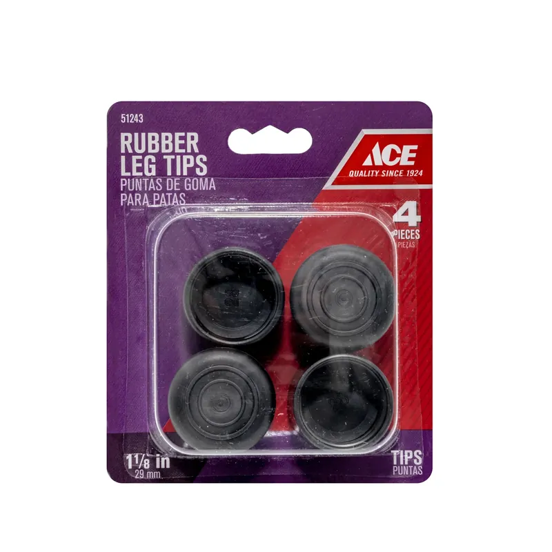 Ace Rubber Leg Tip Black Round 1-1/8 In. W 4 Pk