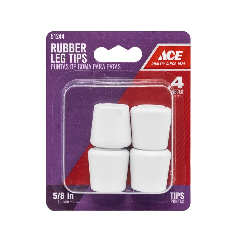Ace Rubber Leg Tip Off-White Round 5/8 In. W 4 Pk