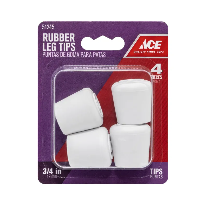 Ace Rubber Leg Tip Off-White Round 3/4 In. W 4 Pk
