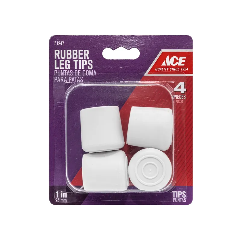 Ace Rubber Leg Tip Off-White Round 1 In. W 4 Pk