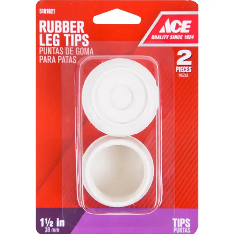 Ace Rubber Leg Tip Off-White Round 1-1/2 In. W 2 Pk