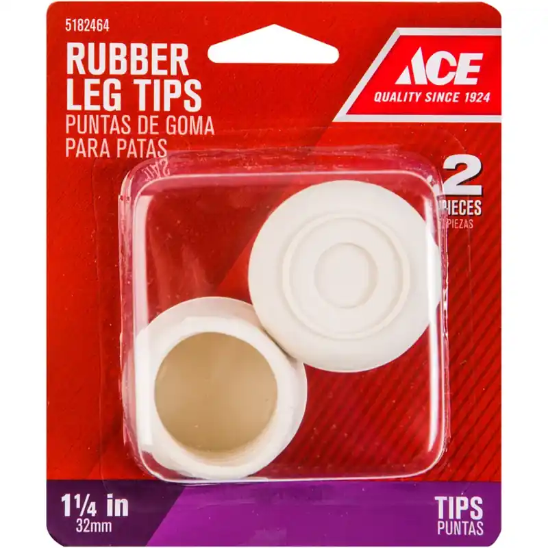 Ace Rubber Leg Tip Off-White Round 1-1/4 In. W 2 Pk