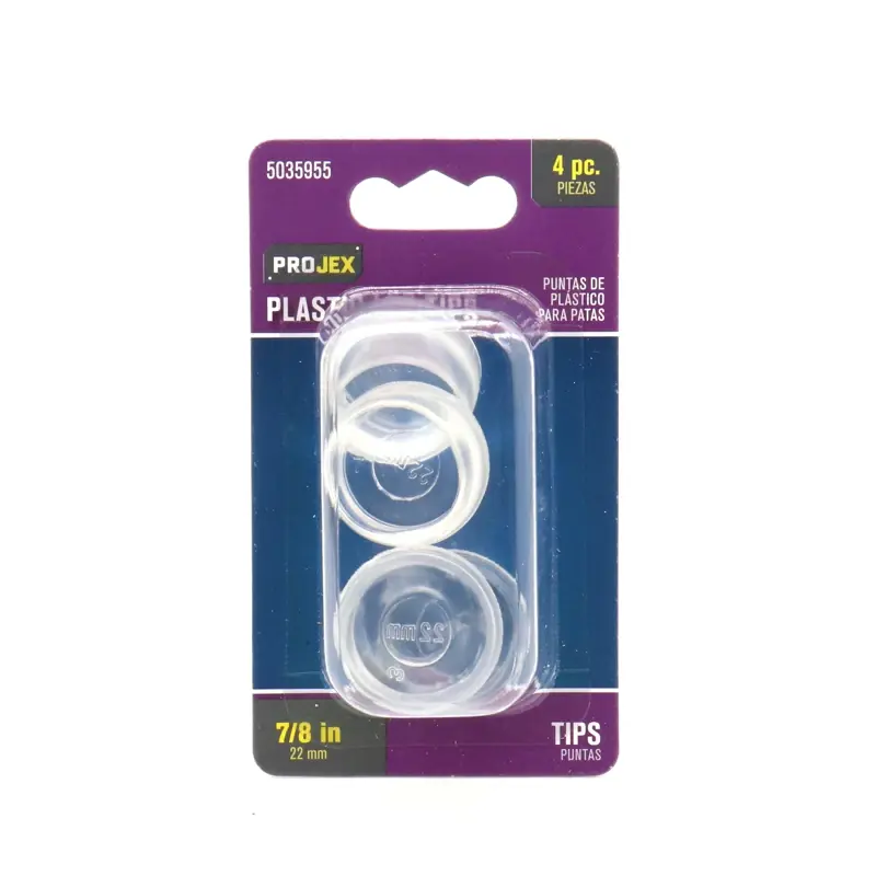 Projex Thermoplastic Ethylene Leg Tip Clear Round 7/8 In. W 4 Pk