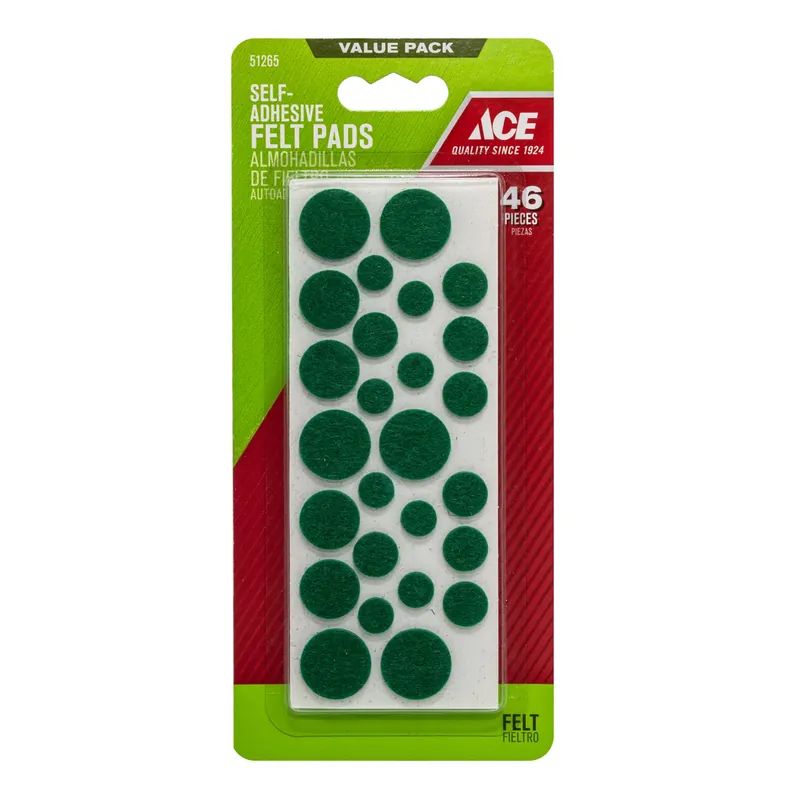 Ace Felt Pad Green Round 46 Pk Self Adhesive