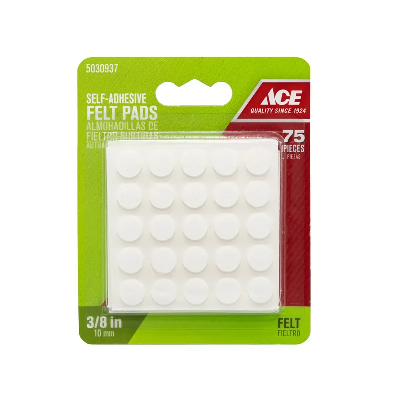 Ace Felt Pad White Round 3/8 In. W 75 Pk Self Adhesive