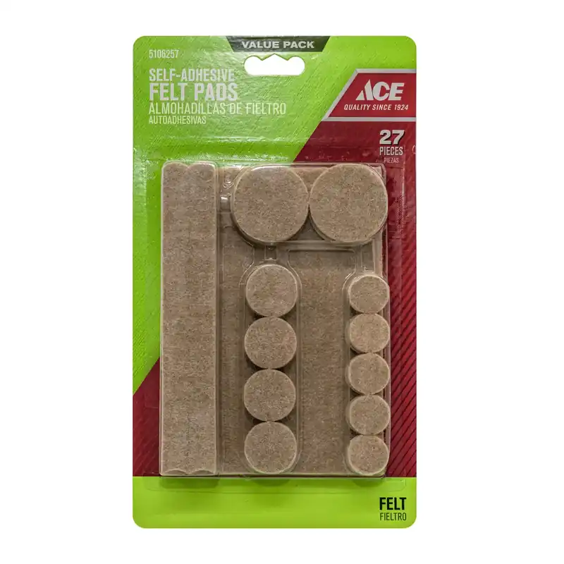Ace Felt Pad Brown Round 6 In. L 27 Pk Self Adhesive