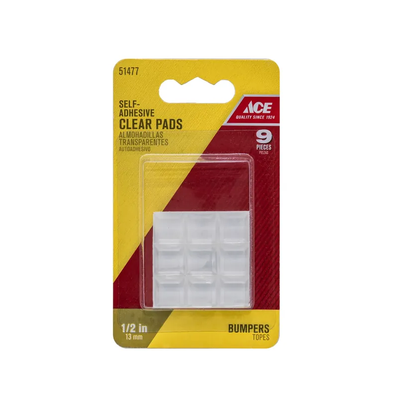 Ace Vinyl Bumper Pads Clear Square 1/2 In. W X 1/2 In. L 9 Pk Self Adhesive