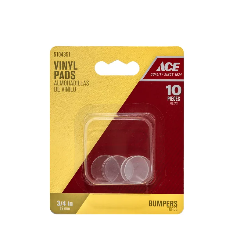 Ace Vinyl Protective Pads Clear Round 3/4 In. W 10 Pk
