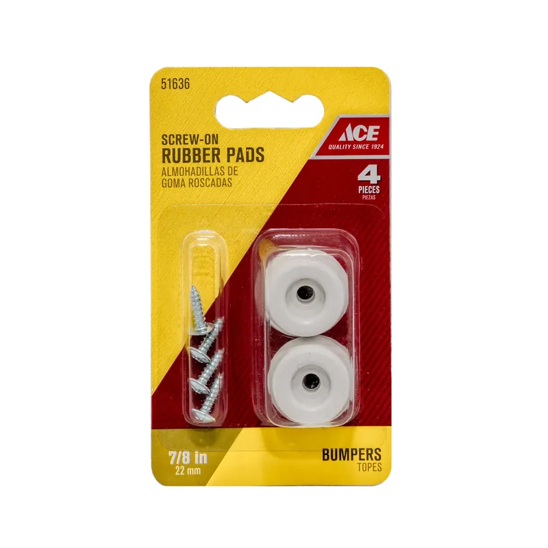 Ace Rubber Bumper Pads Off-White Round 7/8 In. W 4 Pk
