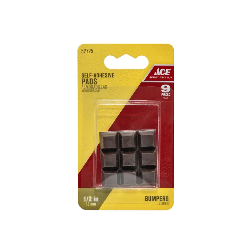 Ace Vinyl Bumper Pads Brown Square 1/2 In. W X 1/2 In. L 9 Pk Self Adhesive