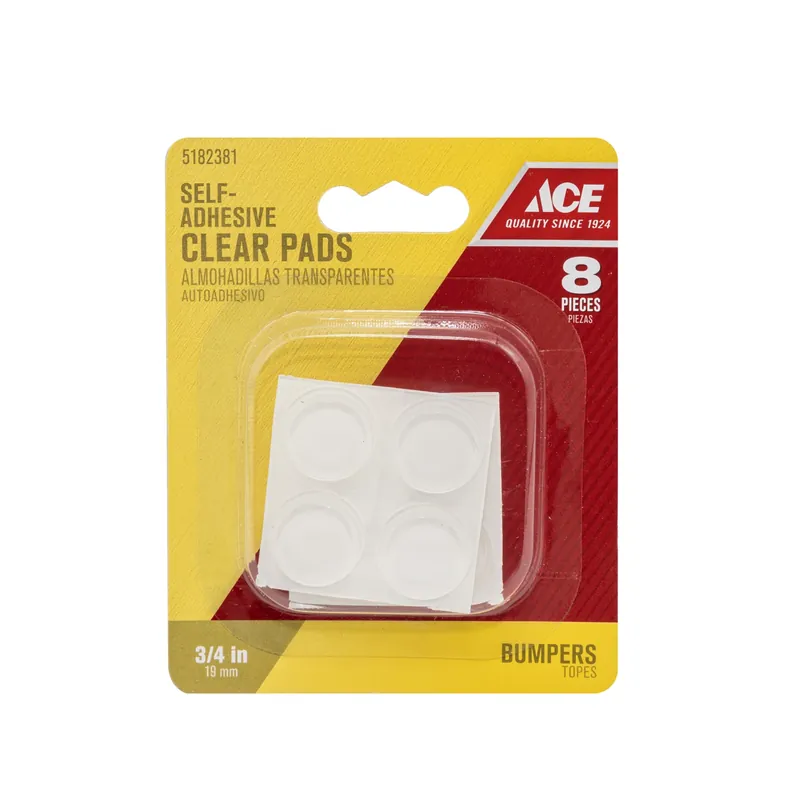 Ace Vinyl Protective Pads Clear Round 3/4 In. W 8 Pk Self Adhesive