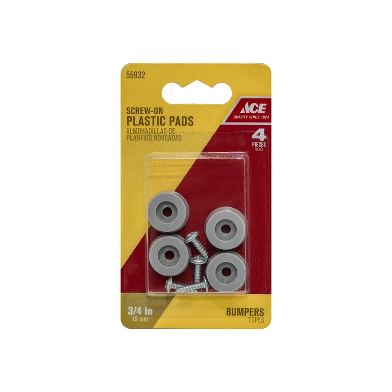 Ace Plastic Bumper Pads Gray Round 3/4 In. W 4 Pk