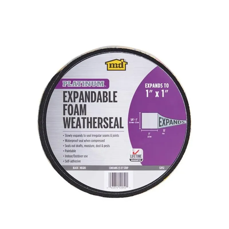 M‑D Platinum Black Self‑Adhesive Foam Weatherseal – 156‑in L × 1‑in Thick