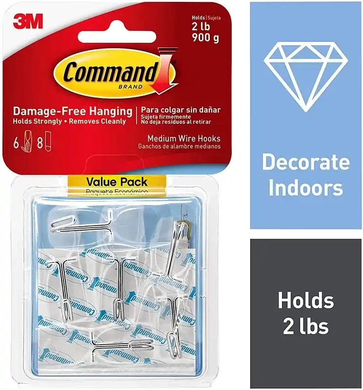 3M Command Medium Plastic Wire Hooks 2.17 In. L 6 Pk