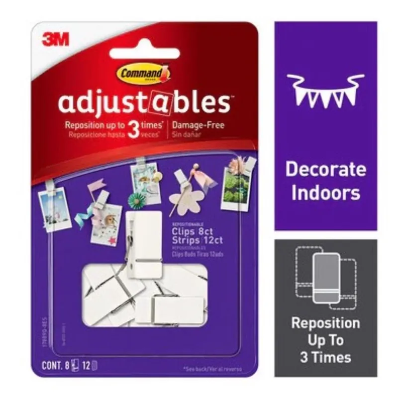 3M Command Adjustables White Small Picture Hanging Strips 1 Oz 20 Pk