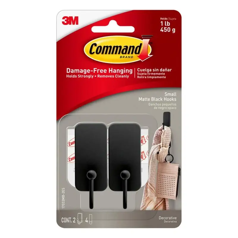 3M Command Small Plastic Hook 1 In. L 2 Pk